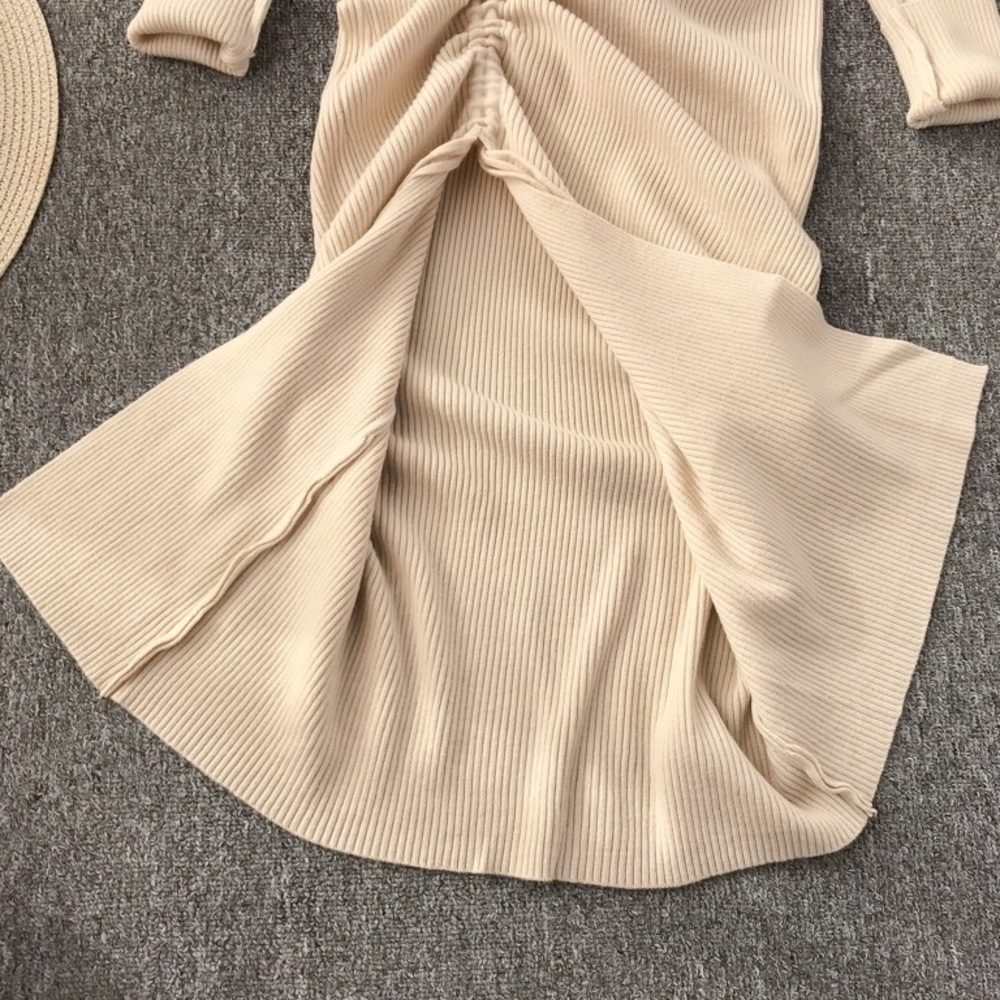 Knitted Draw String Ruch Dress - Picture 5 of 7
